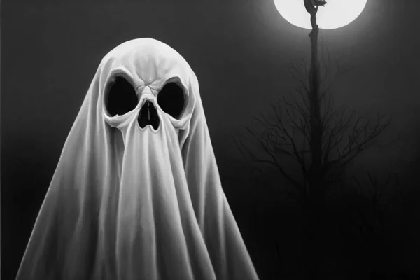 Grim Reaper Collecting Souls Night Halloween Festival Concept Black White — Stock Photo, Image