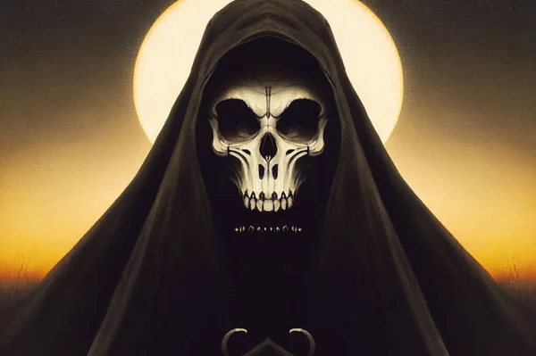 Grim Reaper Collecting Souls Night Halloween Festival Concept Digital Art — Stock Photo, Image