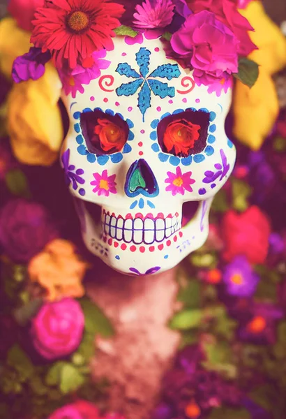 Calaveras Coloridas Azúcar Con Flores Festival Día Los Muertos México — Foto de Stock