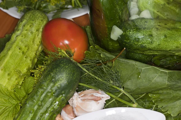 Légumes et légumes verts assaisonnement épices — Photo