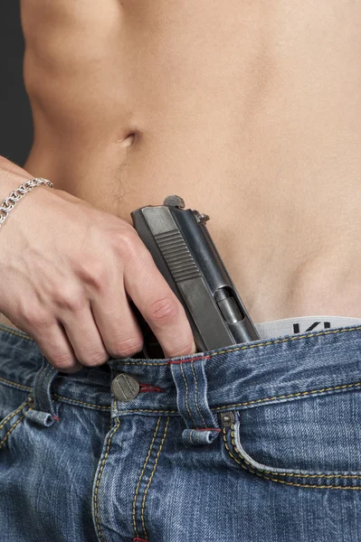 Pistolengürtel Jeans Typ — Stockfoto