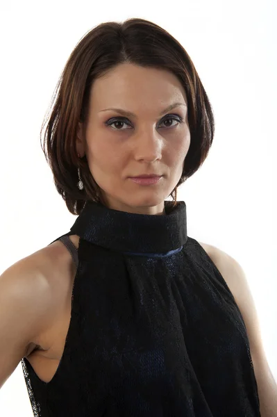 Young woman in a blue dress — Stock Photo, Image