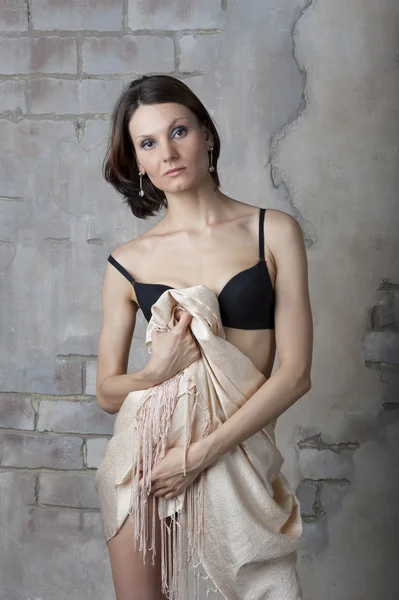 Young woman in black lingerie — Stock Photo, Image