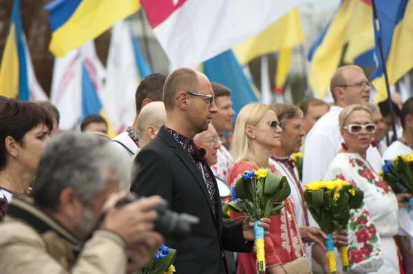 Arseniij yatseniuk på ett rally — Stockfoto