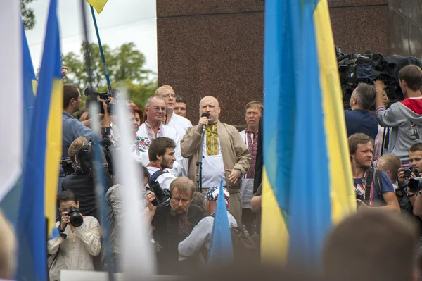 Олександр Турчинов, виступив на мітингу опозиції — стокове фото
