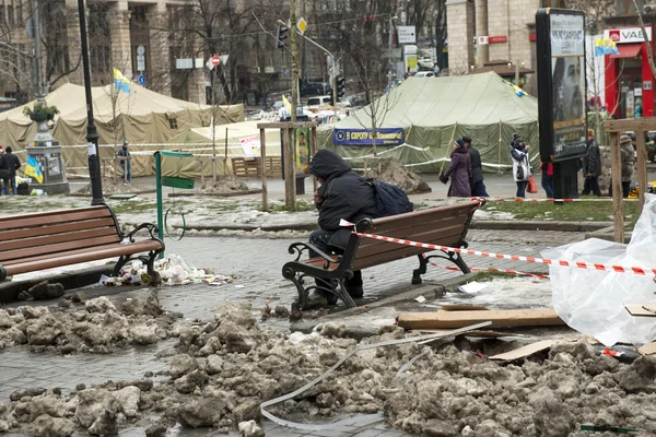 Zamieszki w khreschatyk street w Kijowie — Zdjęcie stockowe