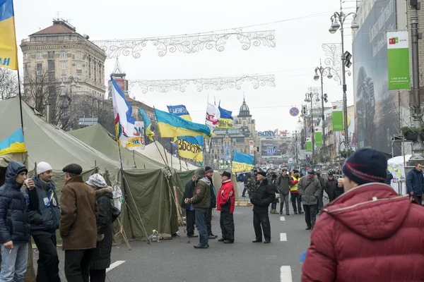 Upplopp i khreschatyk street i kiev — Stockfoto