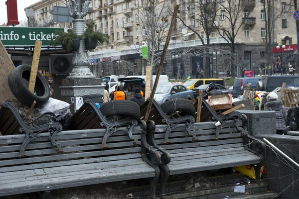 Kyiv, sokaklarında barikatlar — Stok fotoğraf