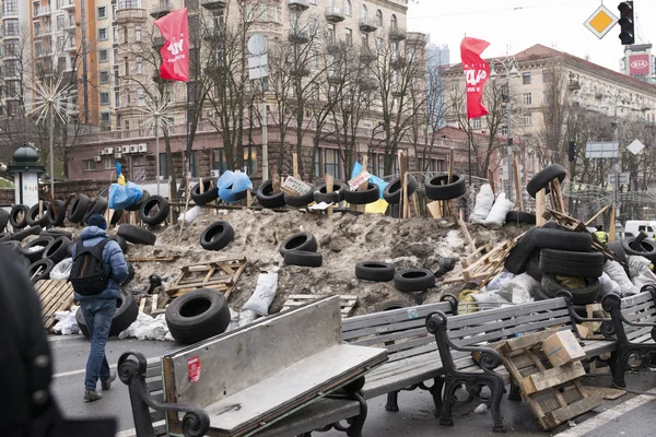 Barricadas en las calles de Kiev — Foto de Stock
