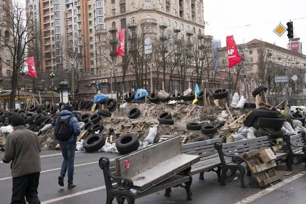 Kyiv, sokaklarında barikatlar — Stok fotoğraf