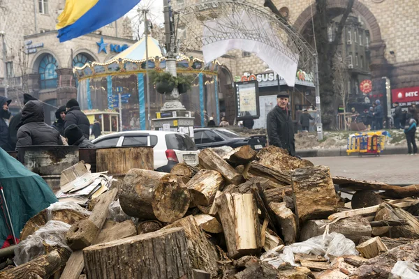 Rellen in de straat in kiev Chresjtsjatyk — Stockfoto