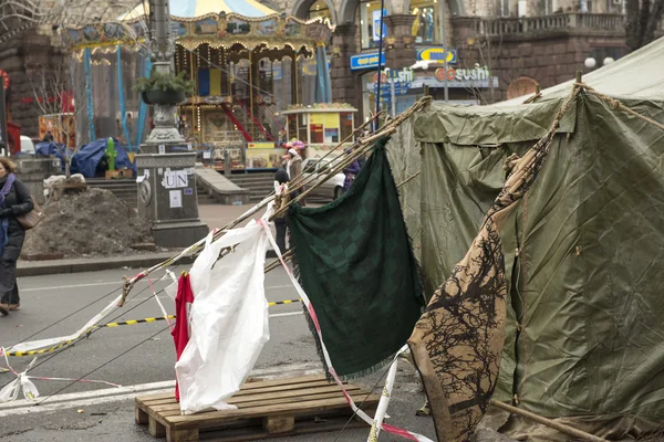 Rellen in de straat in kiev Chresjtsjatyk — Stockfoto