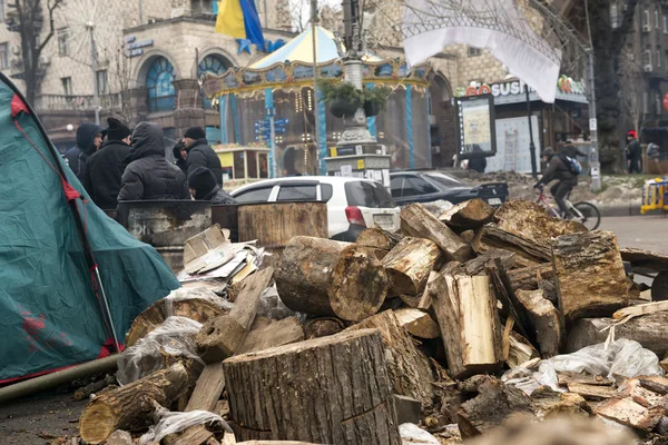 Kiev'de sokak khreschatyk ayaklanmalar — Stok fotoğraf