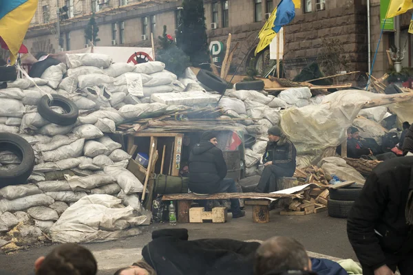 Barricades in de straten van Kiev — Stockfoto