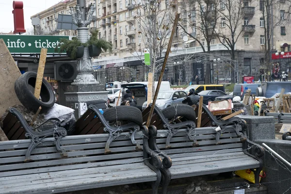 Kyiv, sokaklarında barikatlar — Stok fotoğraf