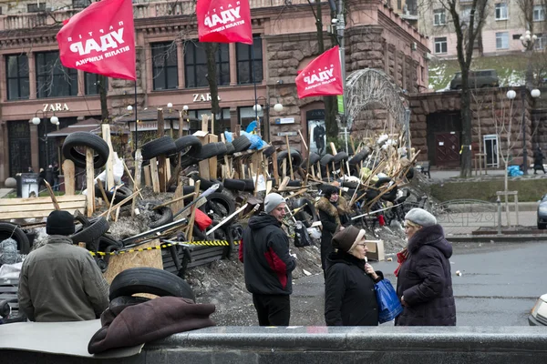 Kyiv, sokaklarında barikatlar — Stok fotoğraf