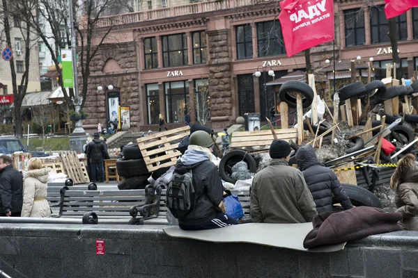 Barricades in de straten van Kiev — Stockfoto