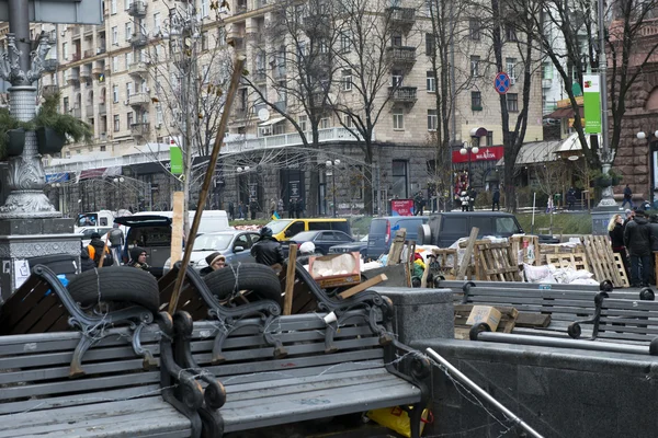 Barikády v ulicích Kyjeva — Stock fotografie