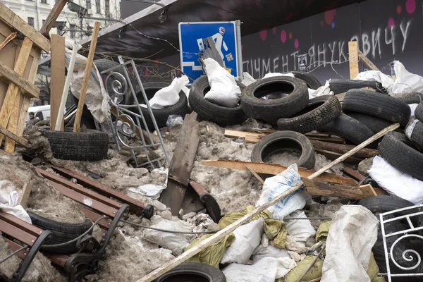 Barricadas nas ruas de Kiev — Fotografia de Stock