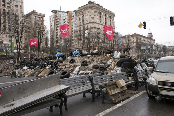 Barricadas nas ruas de Kiev — Fotografia de Stock