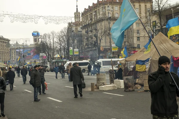 Nepokoje v khreschatyk street v Kyjevě — Stock fotografie