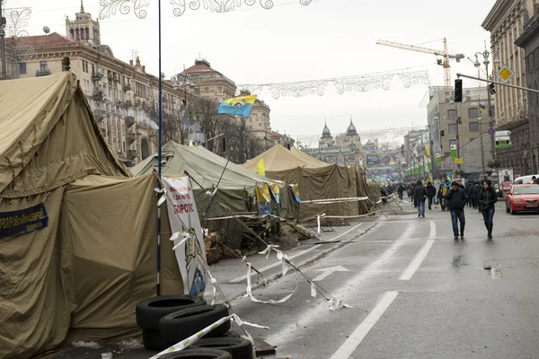 Kiev'de sokak khreschatyk ayaklanmalar — Stok fotoğraf