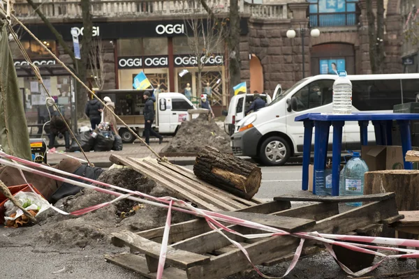 Rellen in de straat in kiev Chresjtsjatyk — Stockfoto