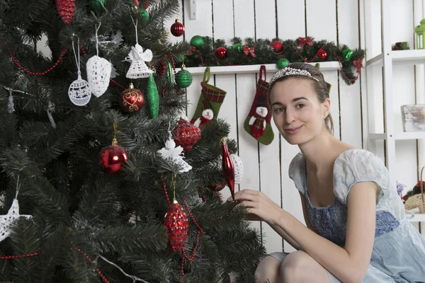 Portrait of a girl in a Christmas interior — Stock Photo, Image