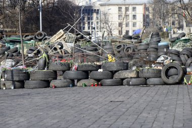 kiev barikatlar üzerinde çiçekler