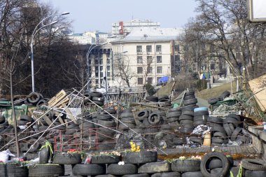 kiev barikatlar üzerinde çiçekler