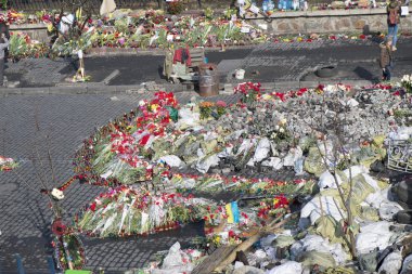 kiev barikatlar üzerinde çiçekler