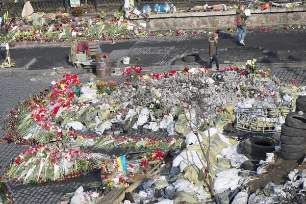 Flores en las barricadas de Kiev — Foto de Stock