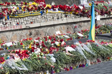 kiev barikatlar üzerinde çiçekler