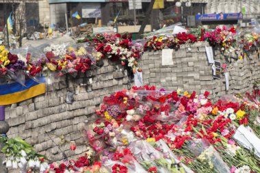 kiev barikatlar üzerinde çiçekler