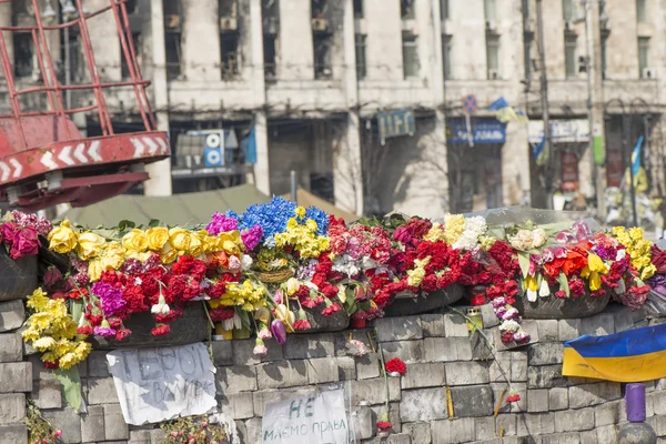 Flores en las barricadas de Kiev — Foto de Stock