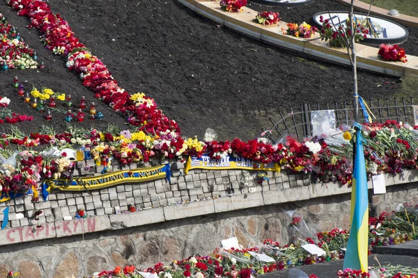 Flores en las barricadas de Kiev — Foto de Stock