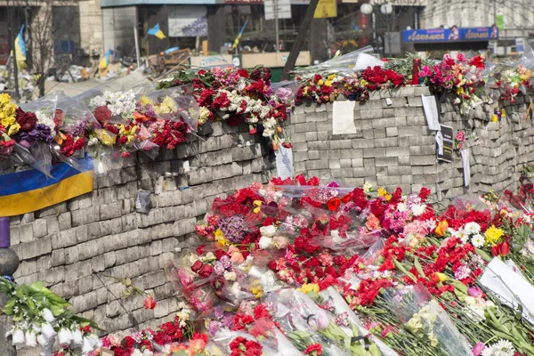 Flores en las barricadas de Kiev — Foto de Stock