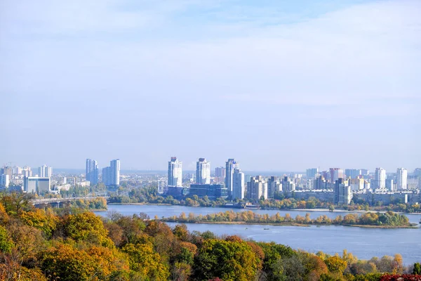 Autumn Panoramic Landscape View Left Bank Dnieper City Kiev Ukraine — Stock Photo, Image