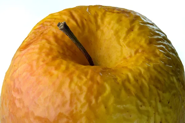 Flabby Κίτρινο Ζαρωμένο Μήλο Χορτοφάγος Τροφίμων Close Μακροφωτογραφία — Φωτογραφία Αρχείου