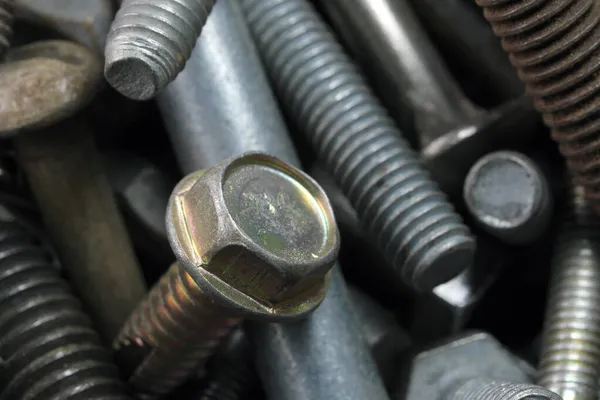 Mix Old Different Hardware Bolts Box Home Craftsman Close — Stock Photo, Image