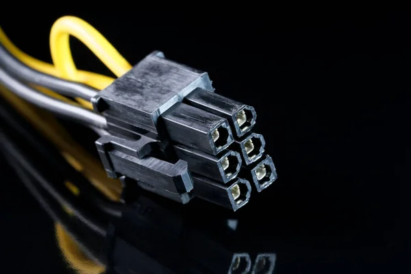 Computer Connector Black Background Functioning Digital Equipment Data Transmission Close — Stock Photo, Image
