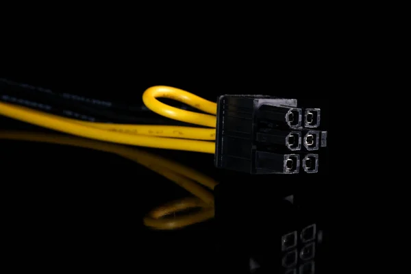 Computer Connector Black Background Functioning Digital Equipment Data Transmission Close — Stock Photo, Image