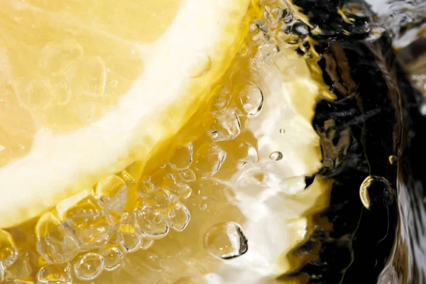 Abstraktní Sladká Studená Limonáda Plynovými Bublinami Detailní Makro Fotografie — Stock fotografie