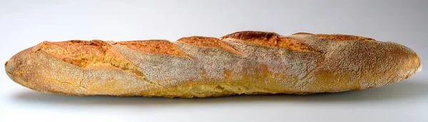 Pan Trigo Blanco Forma Baguette Sobre Fondo Blanco Comida Sana — Foto de Stock