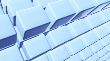 Mavi hareketli arkaplan, hareket eden küplerle video girişi 3D görüntüleme 4k çözünürlüğü