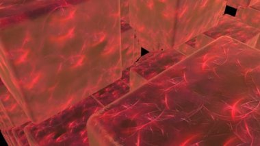 Kırmızı hareketli arkaplan, hareket eden küplerle video girişi 3d görüntüleme 4k çözünürlüğü