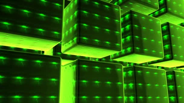 Green Animated Background Video Intro Moving Cubes Rendering Resolution — Stock Video