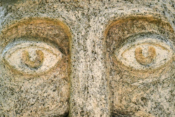 Fragment Ancient Stone Sculpture Scythian Warrior Eye Close — Zdjęcie stockowe