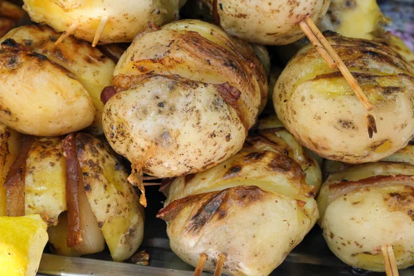 Potatoes Baked Open Fire Summer Picnic Close — Foto de Stock