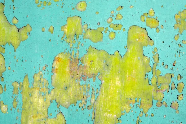 Abstract Background Old Peeling Yellow Blue Paint Flat Surface — Fotografia de Stock